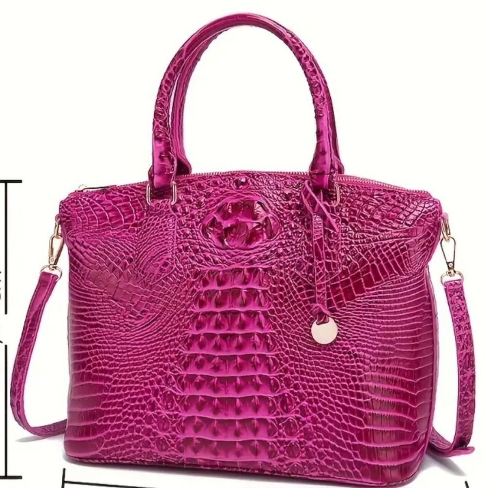 HOT PINK CROC SATCHEL